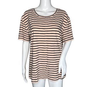Splendid Shirt‎ Womens Medium Pink Black Striped Casual Basic Neutral Minimalist